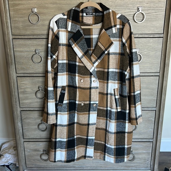 SHEIN Jackets & Blazers - Plaid Double Breast Lightweight Coat Size 2XL